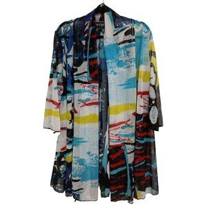 Step In Style Wearable Art Cardigan Womens Medium Abstract Mesh 3/4 Sleeve